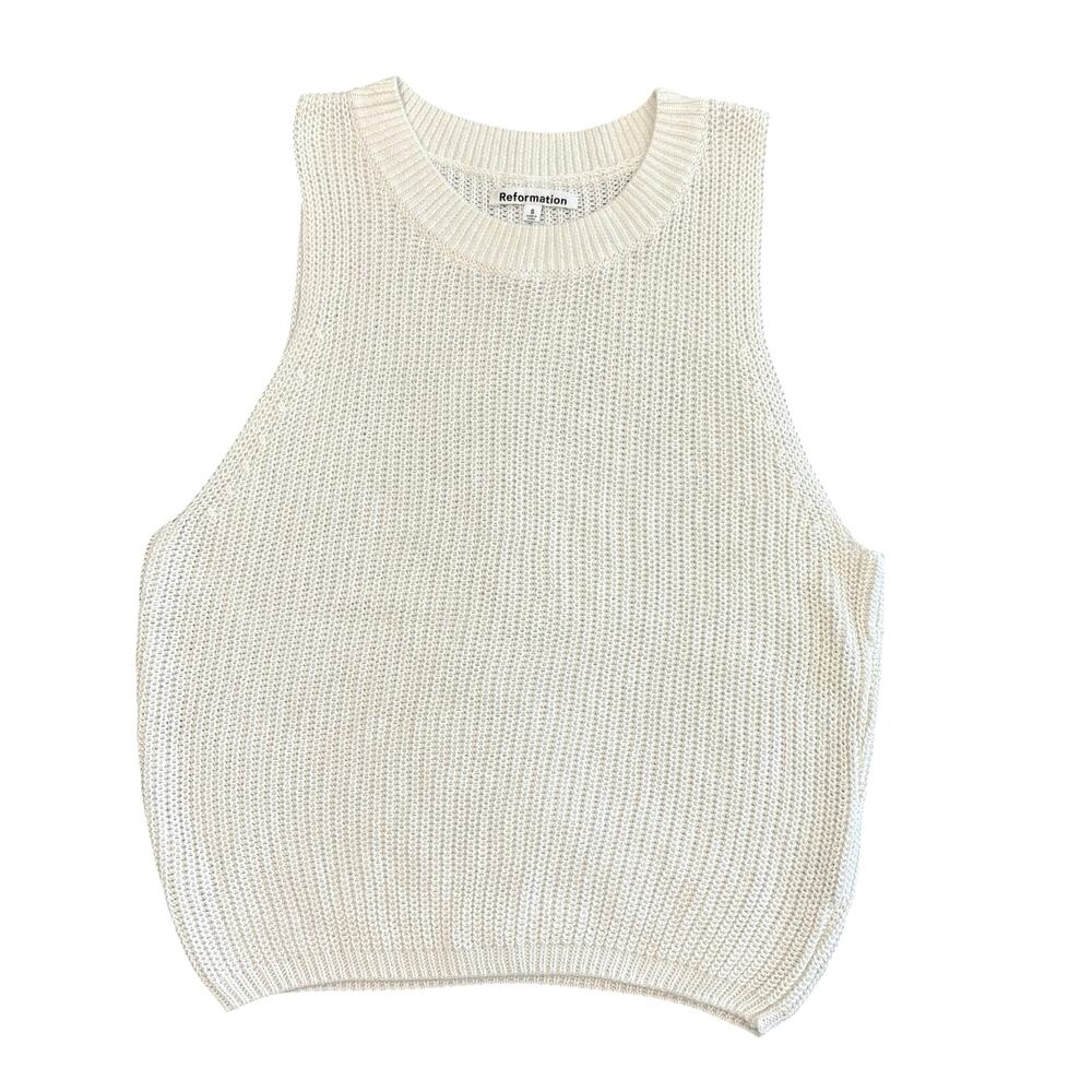 Reformation Linen Blend Open Knit Top Women's Size Small Clean Girl Coastal